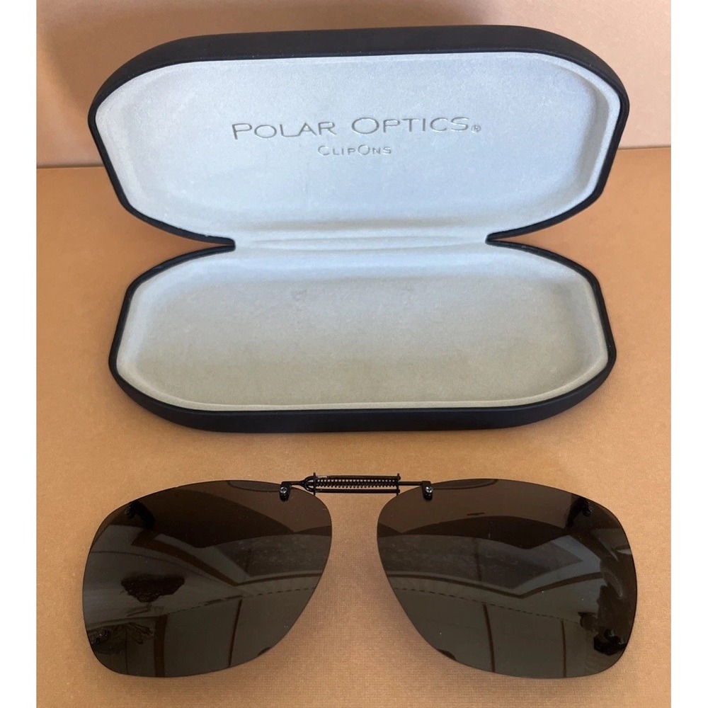 Polar Optics Polarized Clip On EXPANDABLE Sunglasses Frameless With Hard Case